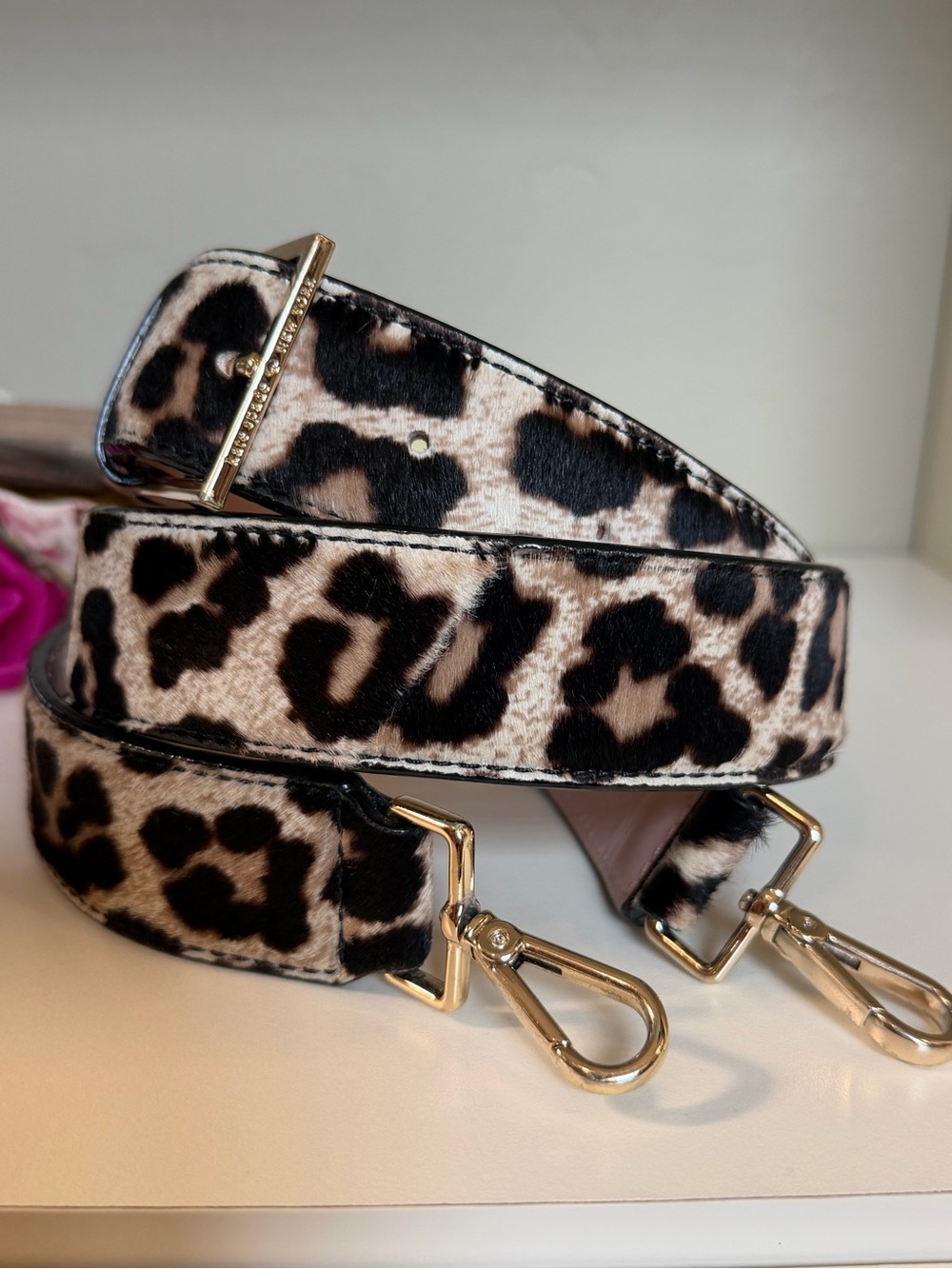 Kate Spade Blush Leather Leopard Print Purse Strap - Picture 3 of 3